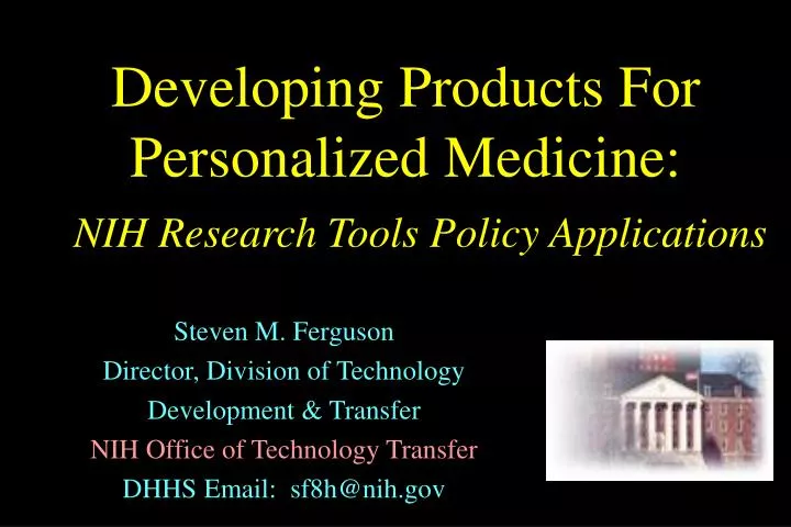developing products for personalized medicine nih research tools policy applications