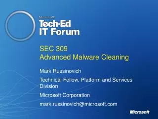 SEC 309 Advanced Malware Cleaning