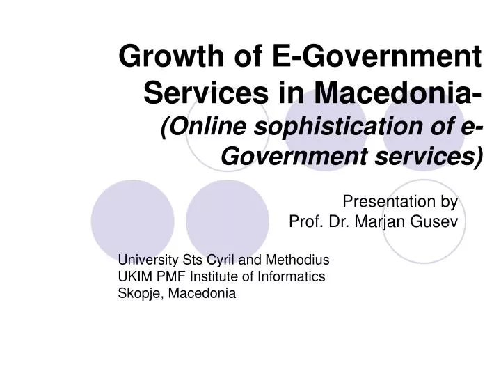 growth of e government services in macedonia online sophistication of e government services