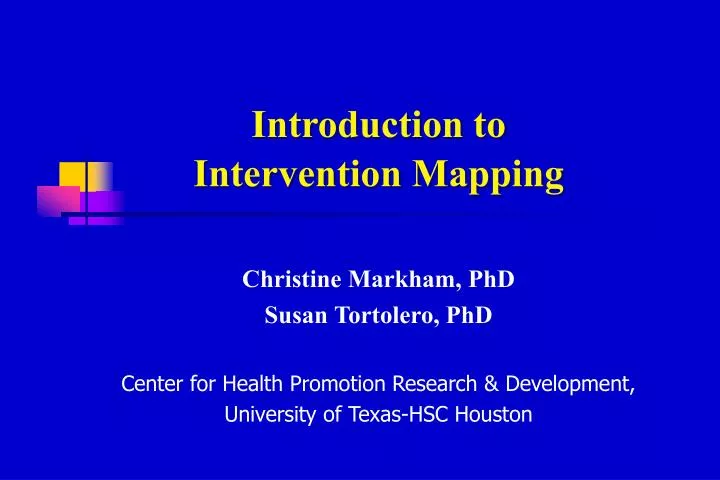 introduction to intervention mapping
