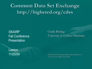 Common Data Set Exchange highered/cdsx