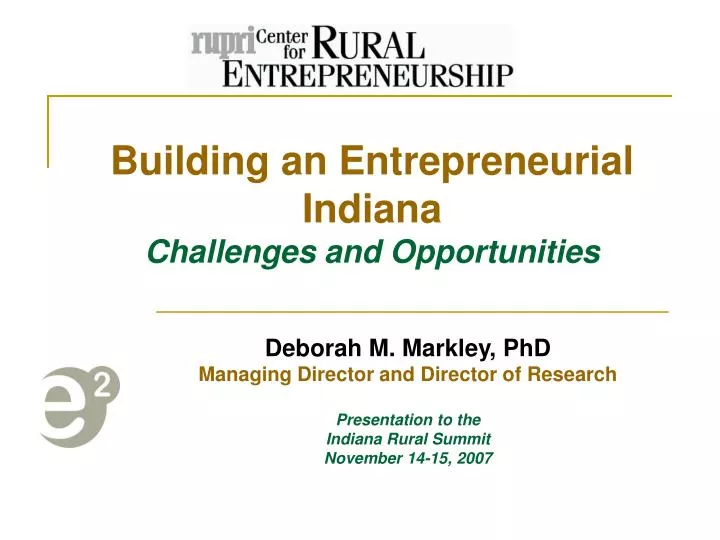 building an entrepreneurial indiana challenges and opportunities