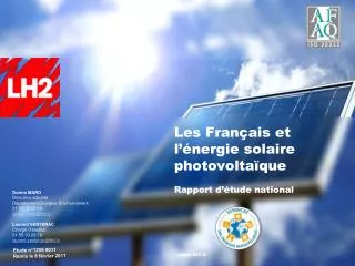 Les Français et l’énergie solaire photovoltaïque Rapport d’étude national