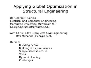 Applying Global Optimization in Structural Engineering