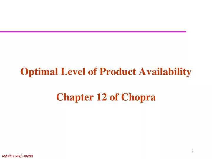 optimal level of product availability chapter 12 of chopra