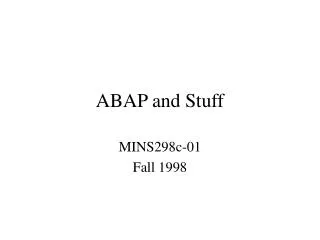 ABAP and Stuff