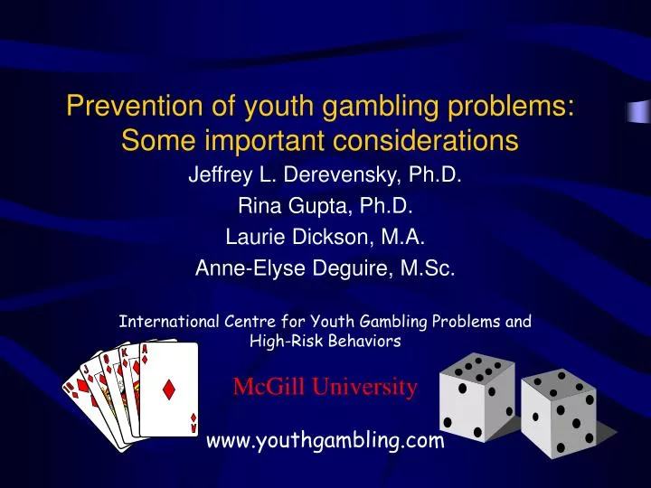 prevention of youth gambling problems some important considerations