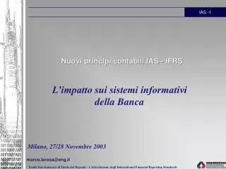 Nuovi principi contabili IAS - IFRS