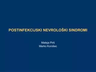 POSTINFEKCIJSKI NEVROLOŠKI SINDROMI