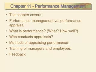 Chapter 11 - Performance Management