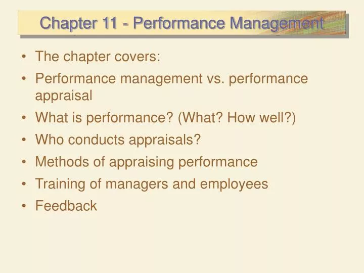 chapter 11 performance management