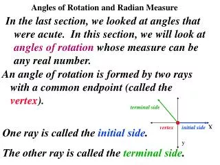 angles of rotation and radian measure