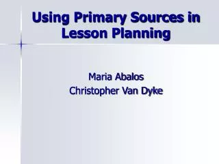Using Primary Sources in Lesson Planning