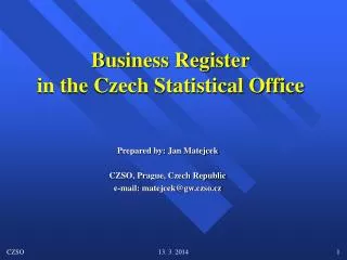 Business Register in the Czech Statistical Office