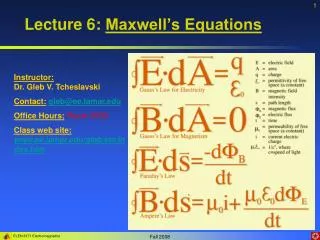 Lecture 6: Maxwell’s Equations