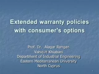 Extended warranty policies with consumer’s options