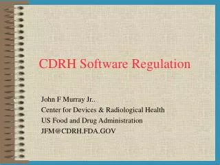 CDRH Software Regulation