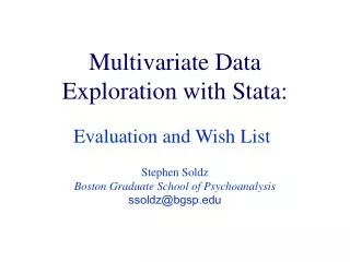 Multivariate Data Exploration with Stata: