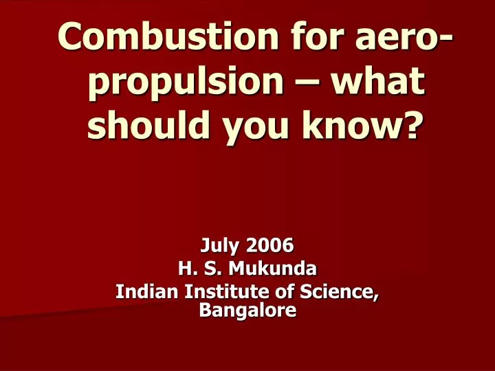 combustion for aero propulsion what should you know
