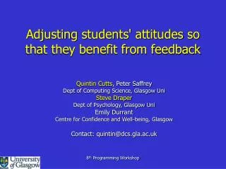 Adjusting students' attitudes so that they benefit from feedback