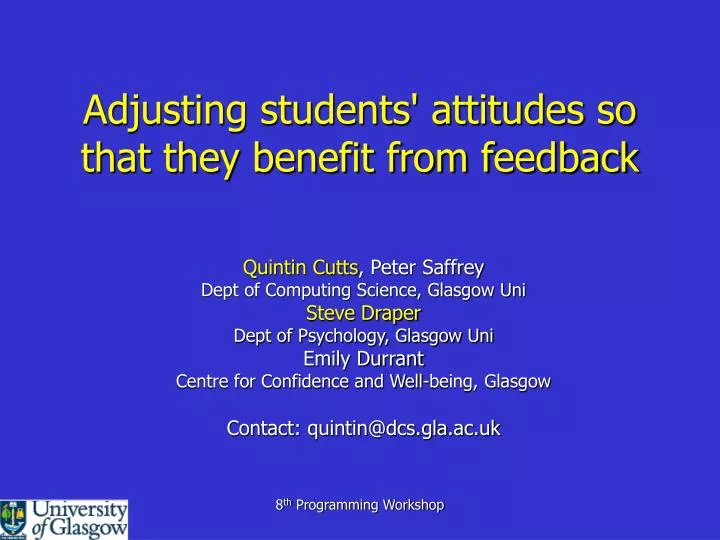adjusting students attitudes so that they benefit from feedback