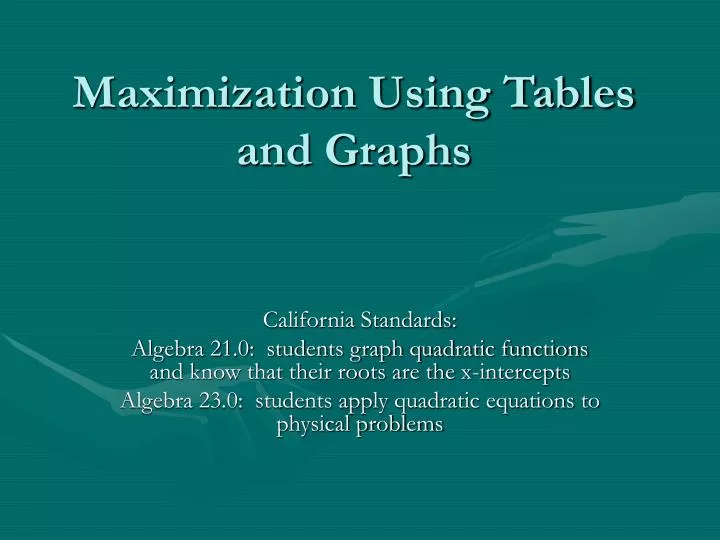 maximization using tables and graphs