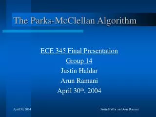The Parks-McClellan Algorithm