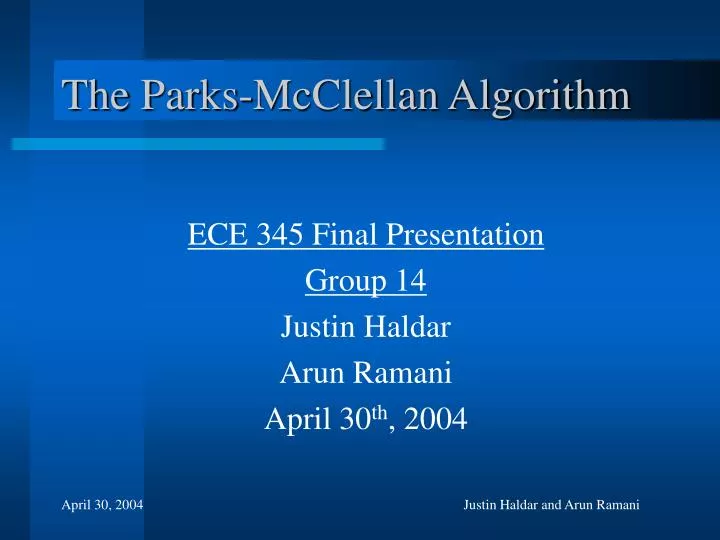 the parks mcclellan algorithm