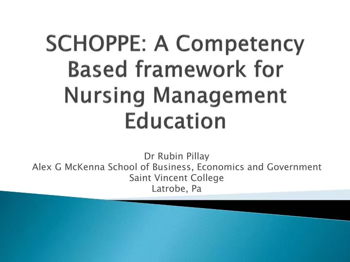 schoppe a competency based framework for nursing management education
