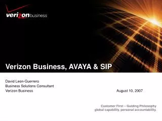 Verizon Business, AVAYA &amp; SIP
