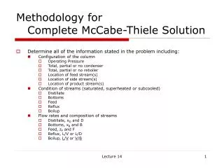 Methodology for Complete McCabe-Thiele Solution