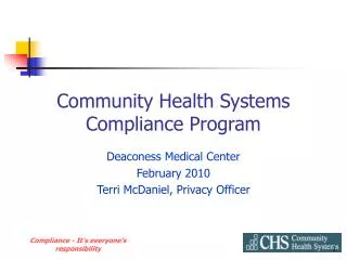 Community Health Systems Compliance Program