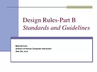 Design Rules-Part B Standards and Guidelines