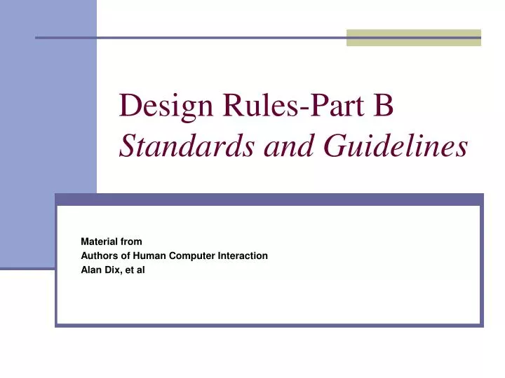 design rules part b standards and guidelines