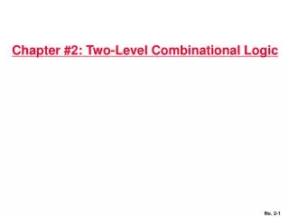 Chapter #2: Two-Level Combinational Logic
