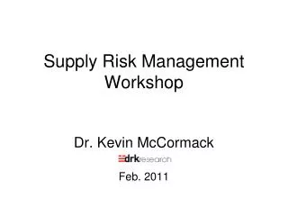 Supply Risk Management Workshop