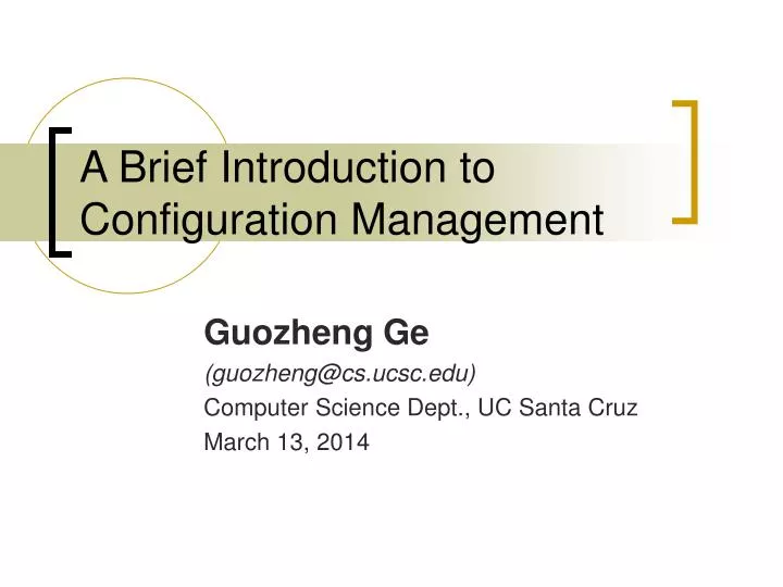 a brief introduction to configuration management