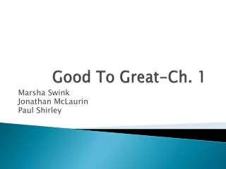 Good To Great-Ch. 1