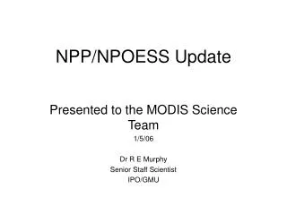 NPP/NPOESS Update