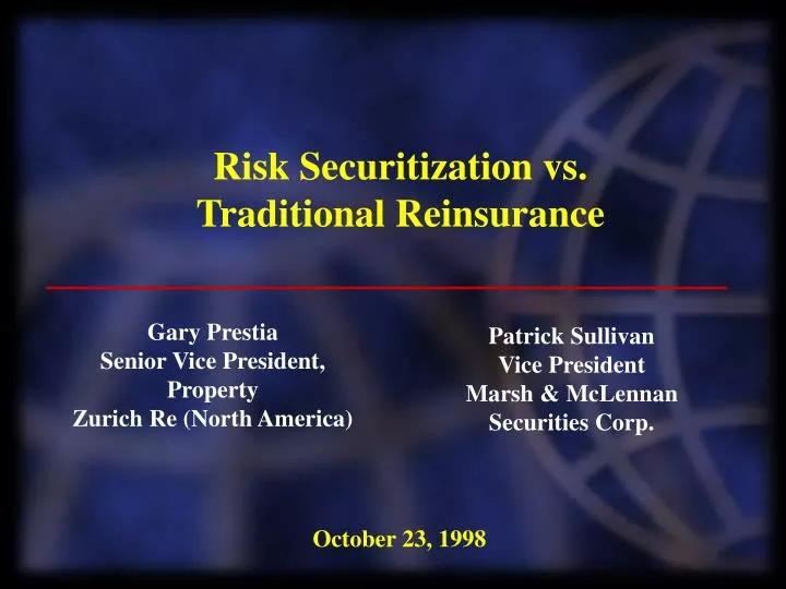 risk securitization vs traditional reinsurance