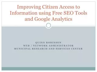 Improving Citizen Access to Information using Free SEO Tools and Google Analytics