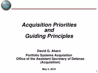 Acquisition Priorities and Guiding Principles