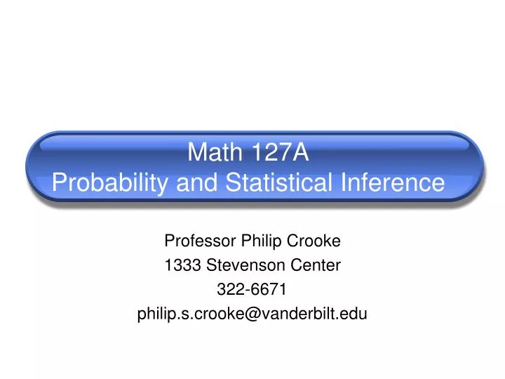 math 127a probability and statistical inference