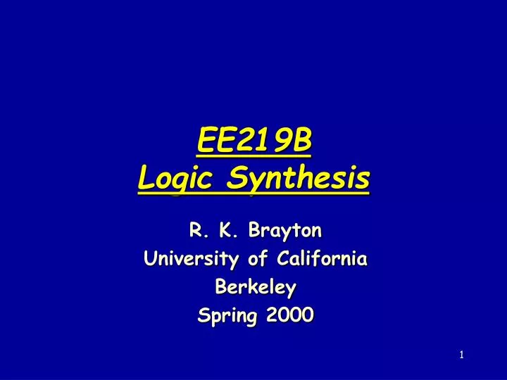 ee219b logic synthesis