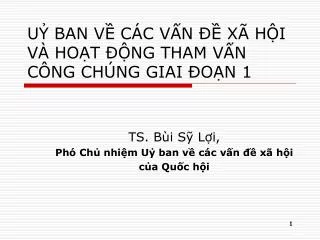 UỶ BAN VỀ CÁC VẤN ĐỀ XÃ HỘI VÀ HOẠT ĐỘNG THAM VẤN CÔNG CHÚNG GIAI ĐOẠN 1