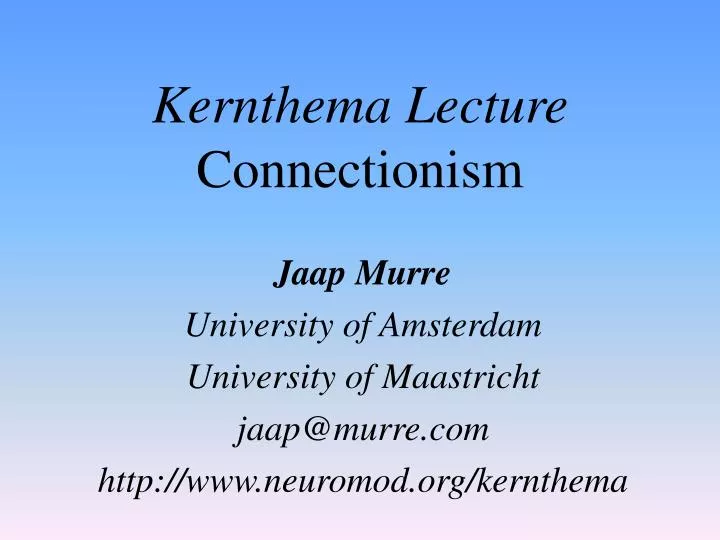 kernthema lecture connectionism