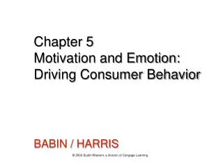 Chapter 5 Motivation and Emotion: Driving Consumer Behavior