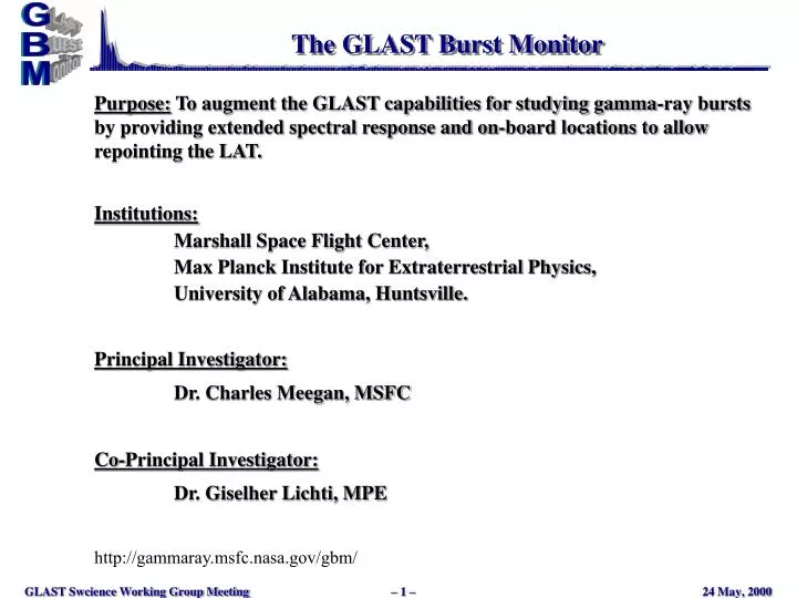 the glast burst monitor