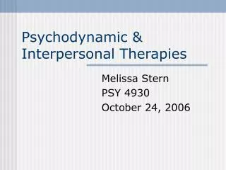 Psychodynamic &amp; Interpersonal Therapies