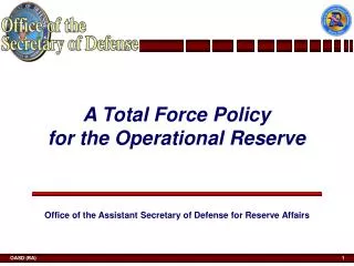 A Total Force Policy for the Operational Reserve